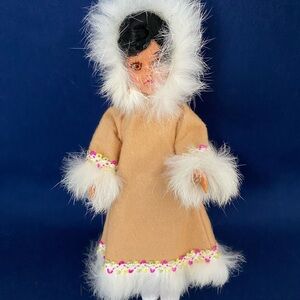3/$29 - Vintage A&H Dolls Of The World Alaska Eskimo Doll with Sleep Eyes 8"